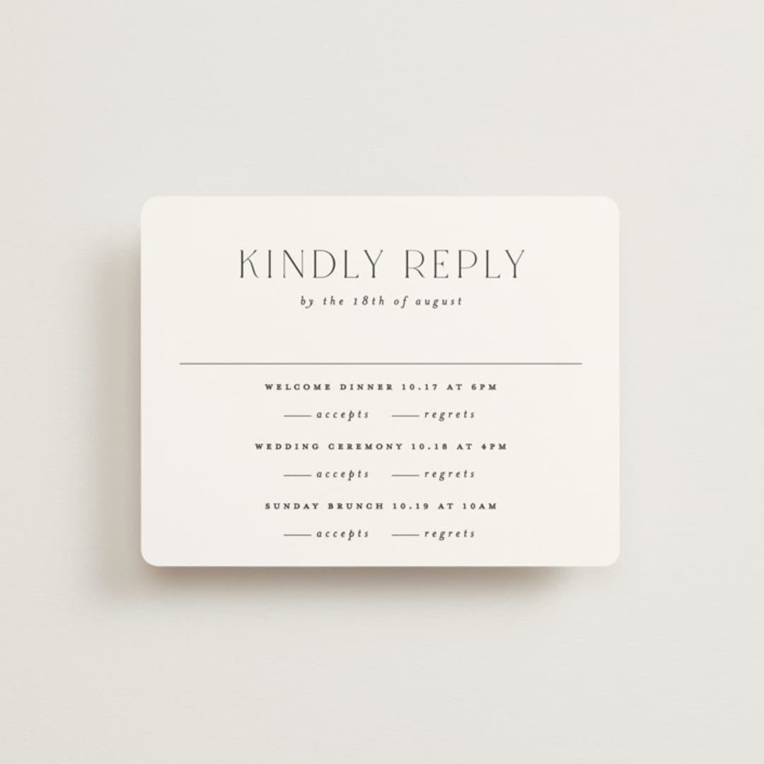 "Grande" - Multi-Event RSVP Cards in Cotton by Carolyn Nicks - Front