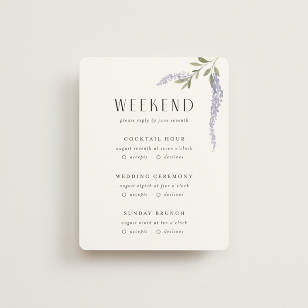 "Enchanted Evening" - Multi-Event RSVP Cards in Lavender by Design Lotus - Front