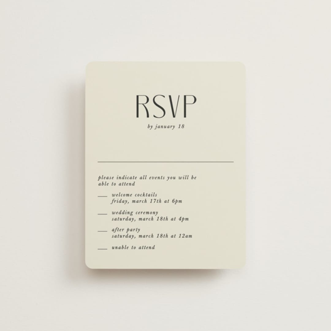 "Commonwealth" - Multi-Event RSVP Cards in Ecru by That Girl Press - Front