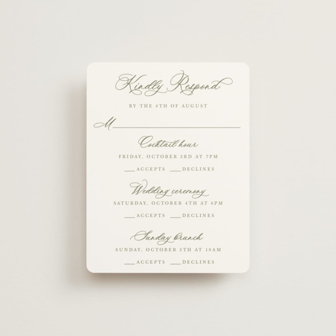 "watercolor flowers crest" - Multi-Event RSVP Cards in Moss by Cass Loh - Front