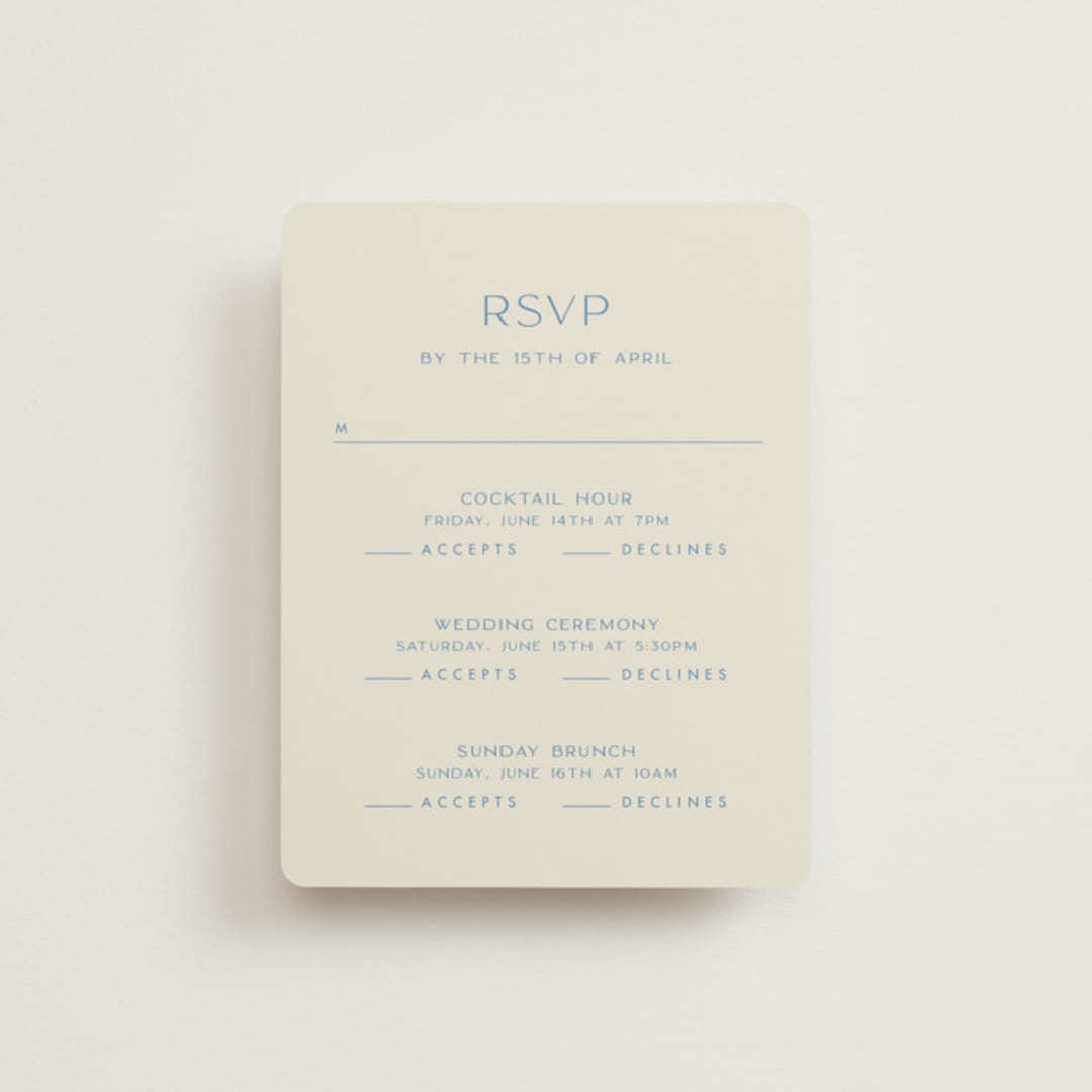 "Brooklyn" - Multi-Event RSVP Cards in Cerulean by Ellen Schlegelmilch - Front