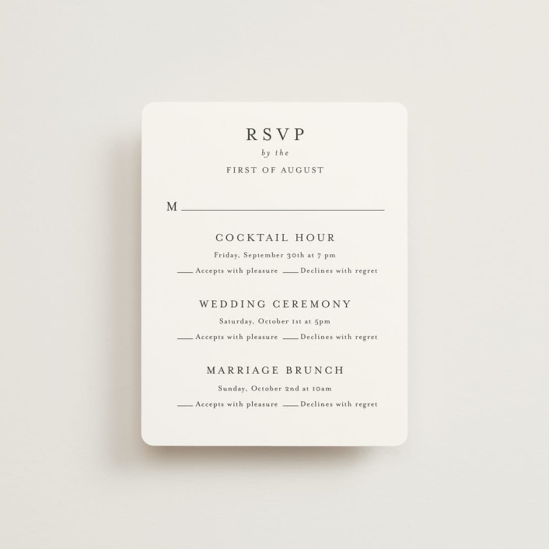 "Cedar creek" - Multi-Event RSVP Cards in Cotton by Stacey Meacham - Front