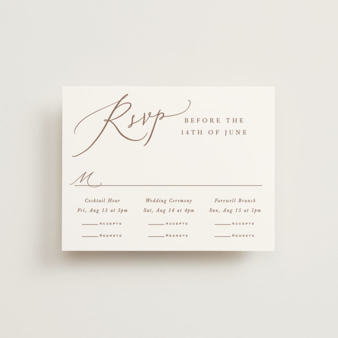 "Luxe script" - Multi-Event RSVP Cards in Pearl by Hooray Creative - Front