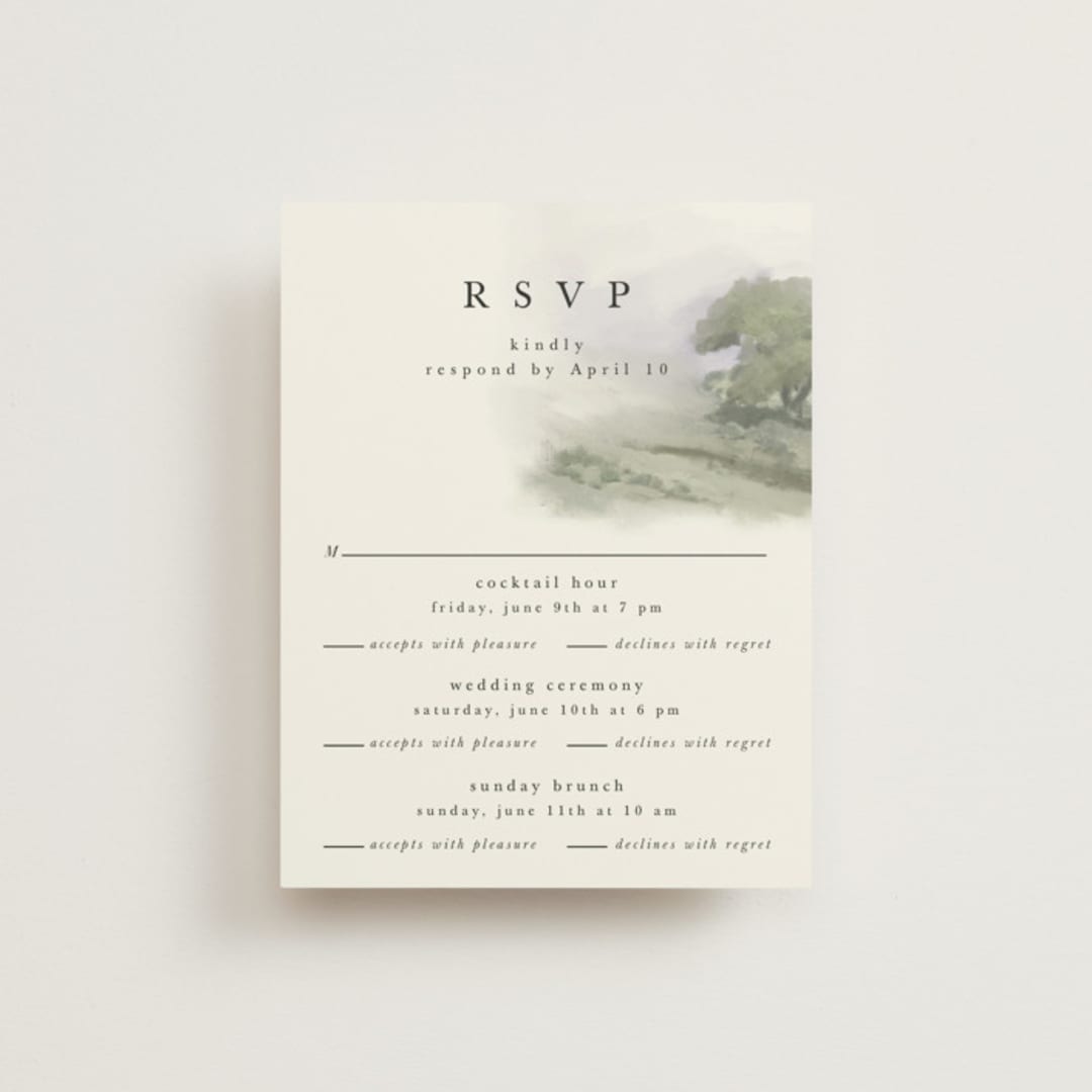 "Hillside" - Multi-Event RSVP Cards in Moss by Hannah Williams - Front