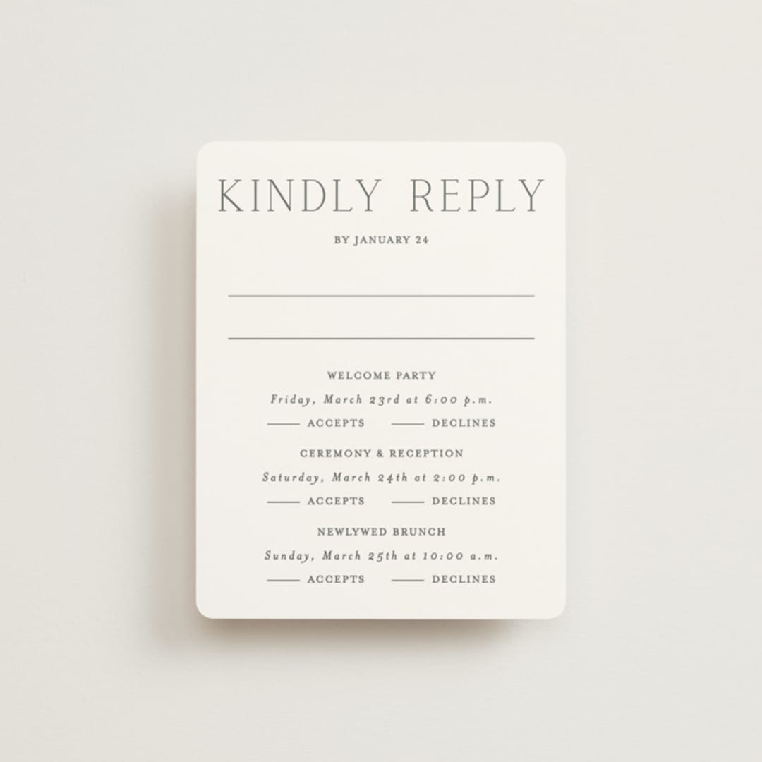 "In Love" - Multi-Event RSVP Cards in Cotton by Vanessa Doyle - Front