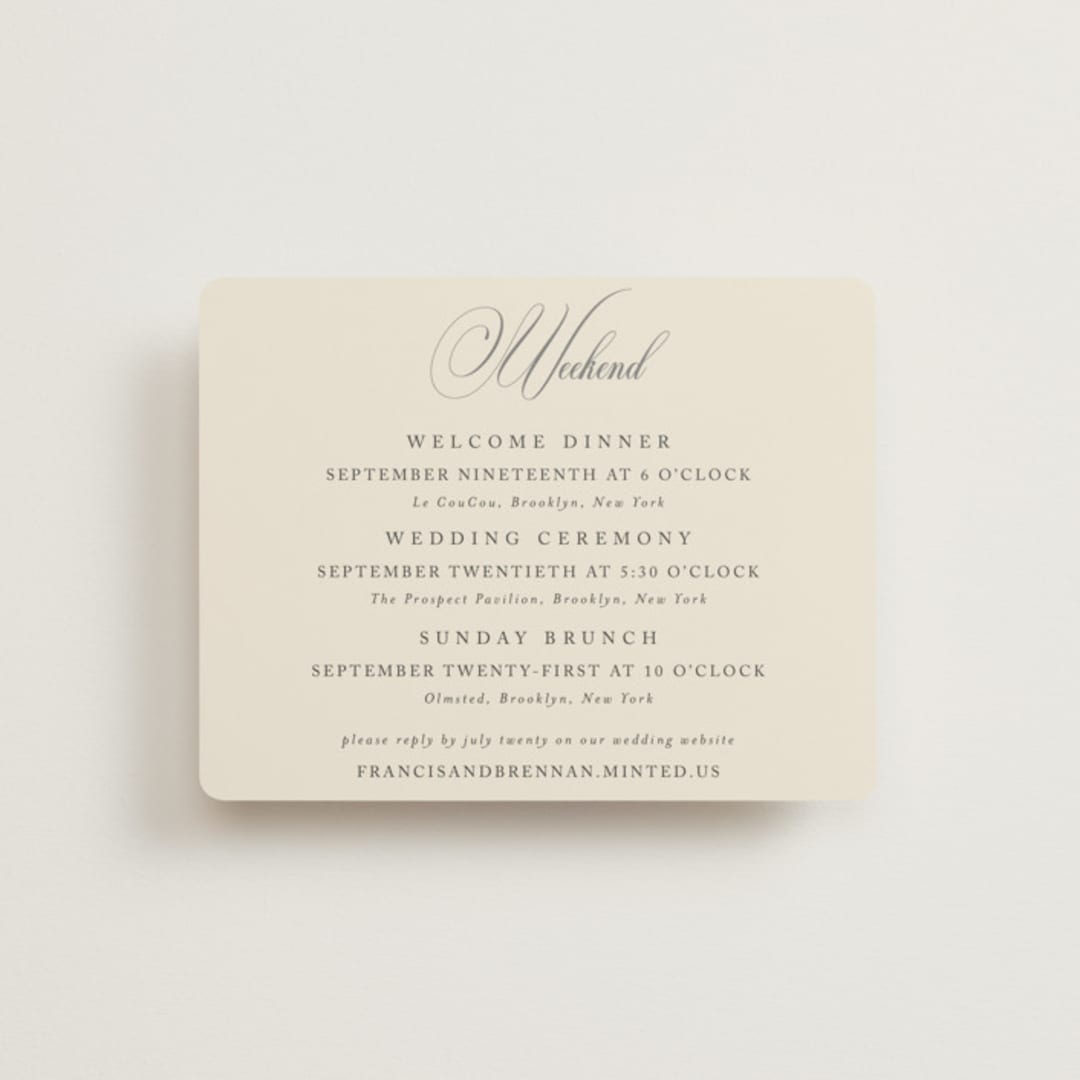 "Wonderful Tonight" - Multi-Event RSVP Cards in Oreo Creme by Design Lotus - Front