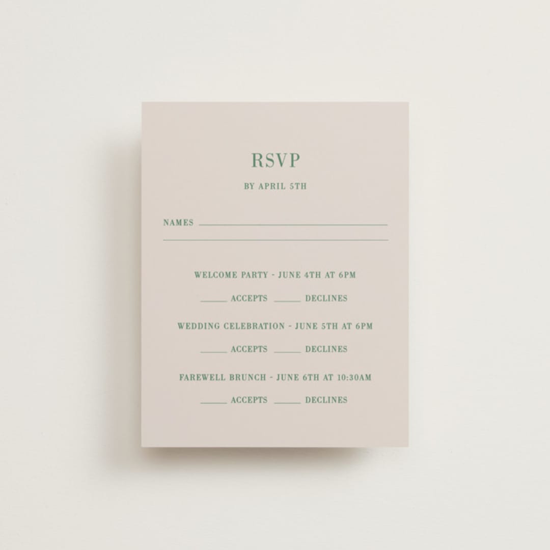 "Friendly Flowers" - Multi-Event RSVP Cards in Emerald by Ani Somi - Front