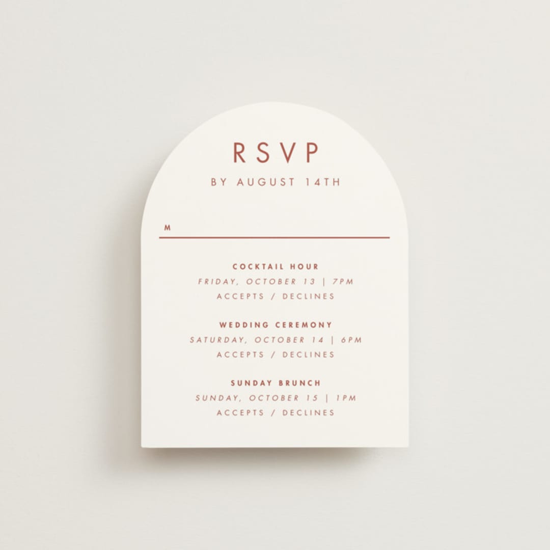 "Jot" - Multi-Event RSVP Cards in Peach Cream by Snow and Ivy - Front