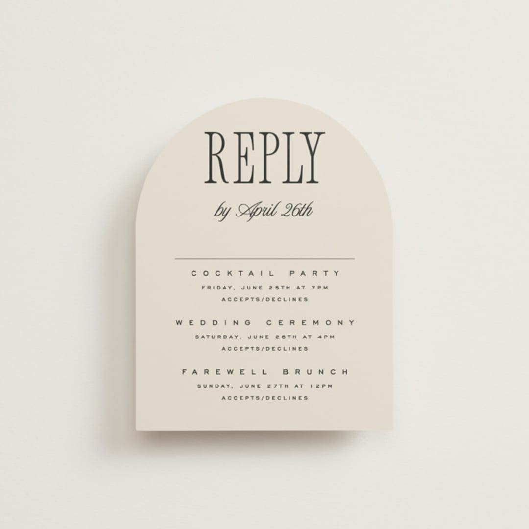 "Riviera" - Multi-Event RSVP Cards in Linen by Kelly Schmidt - Front
