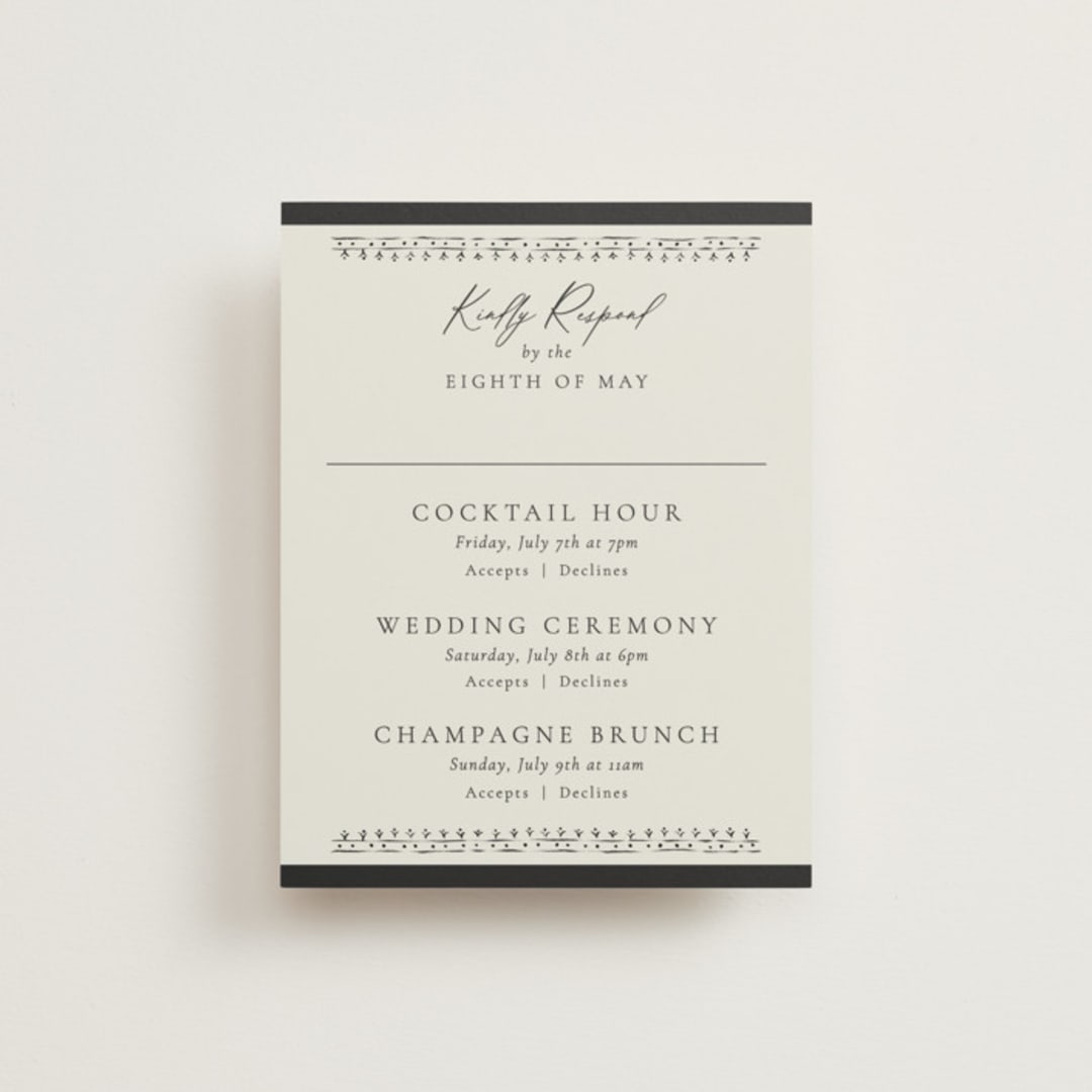 "Ornate sketched frame" - Multi-Event RSVP Cards in Latte by Jackie Crawford - Front