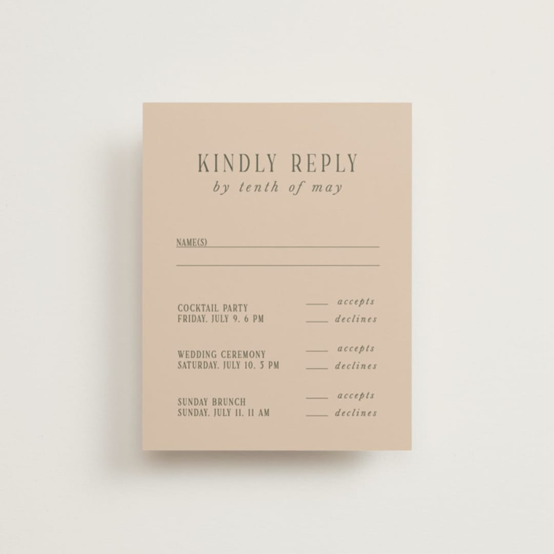 "Fero" - Multi-Event RSVP Cards in Blush by Pati Cascino - Front