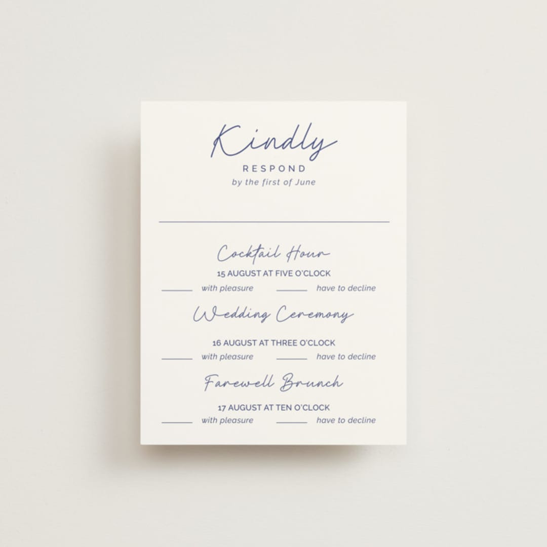 "Santorini" - Multi-Event RSVP Cards in Cerulean by Zani van Zyl - Front