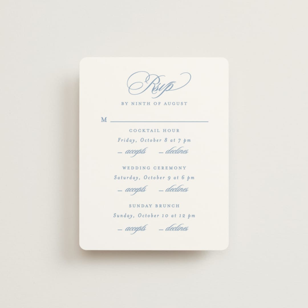 "Aristocratic" - Multi-Event RSVP Cards in Sky by Creo Study - Front