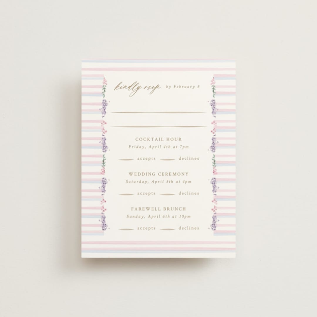 "Vintage Whimsy" - Multi-Event RSVP Cards in Peony by Corinne Malesic - Front