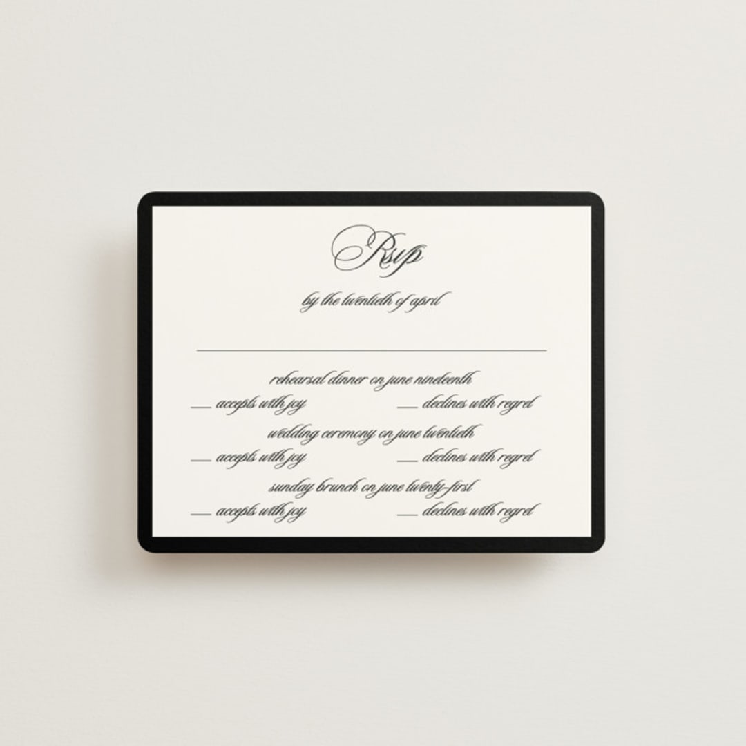 "Black Tie" - Multi-Event RSVP Cards in Ink by That Girl Press - Front