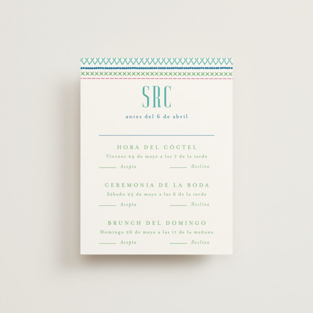 "Embroidery" - Multi-Event RSVP Cards in Noche by Jackie Crawford - Front