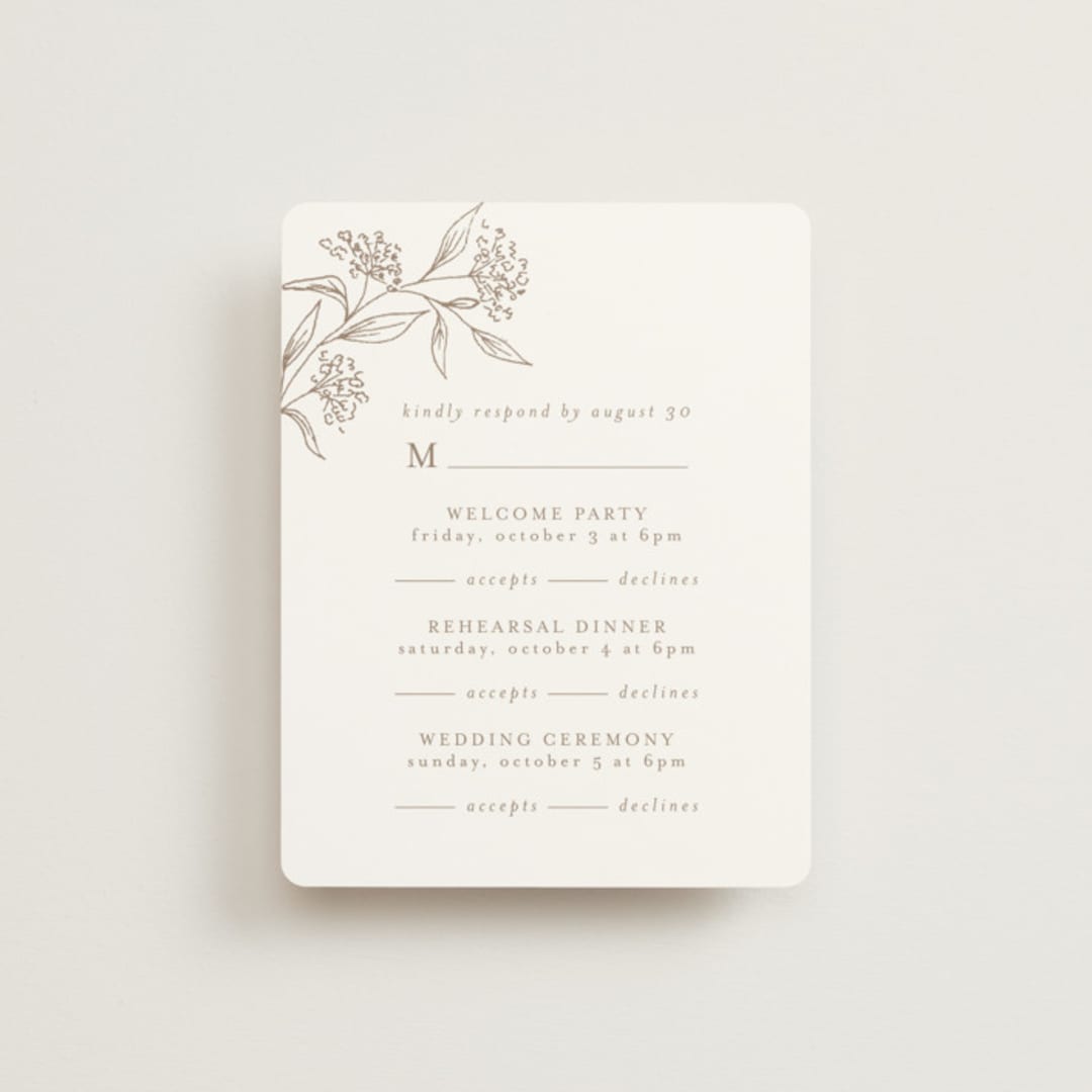 "Monogrammed" - Multi-Event RSVP Cards in Taupe by Chris Griffith - Front