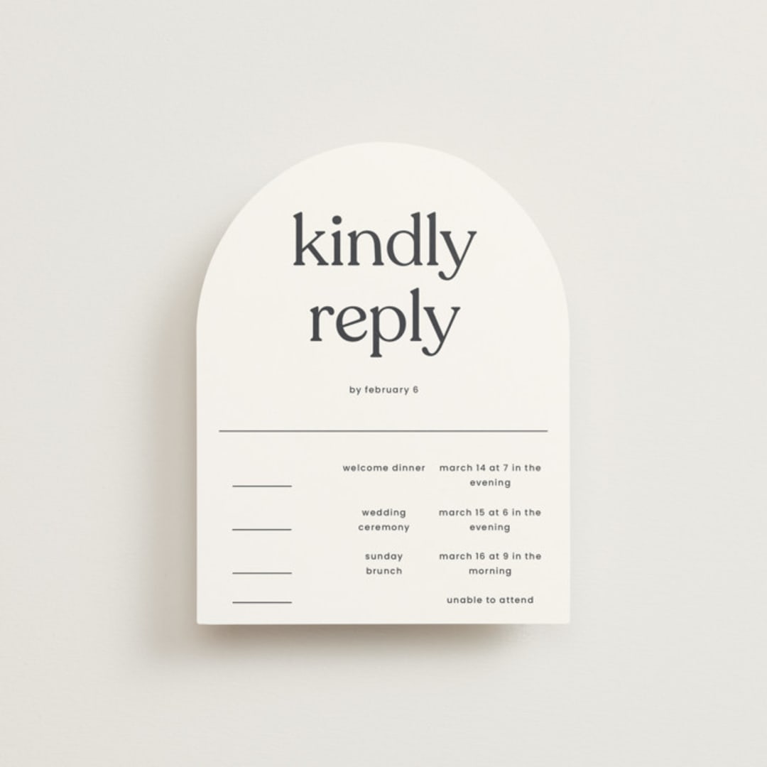 "Memo" - Multi-Event RSVP Cards in Charcoal by Blustery August - Front