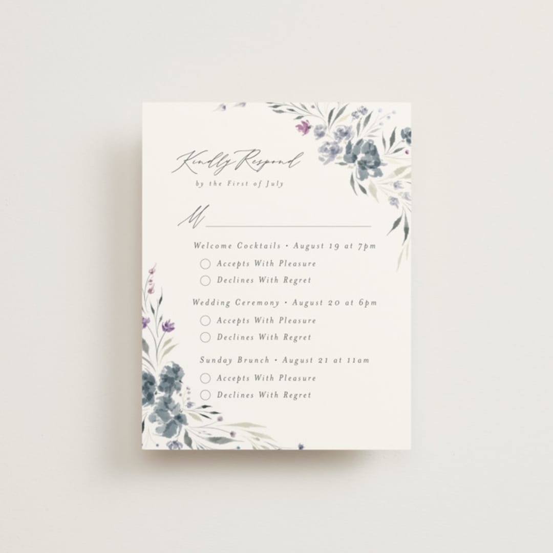 "Violet Cascade" - Multi-Event RSVP Cards in Violet by Nicoletta Savod - Front