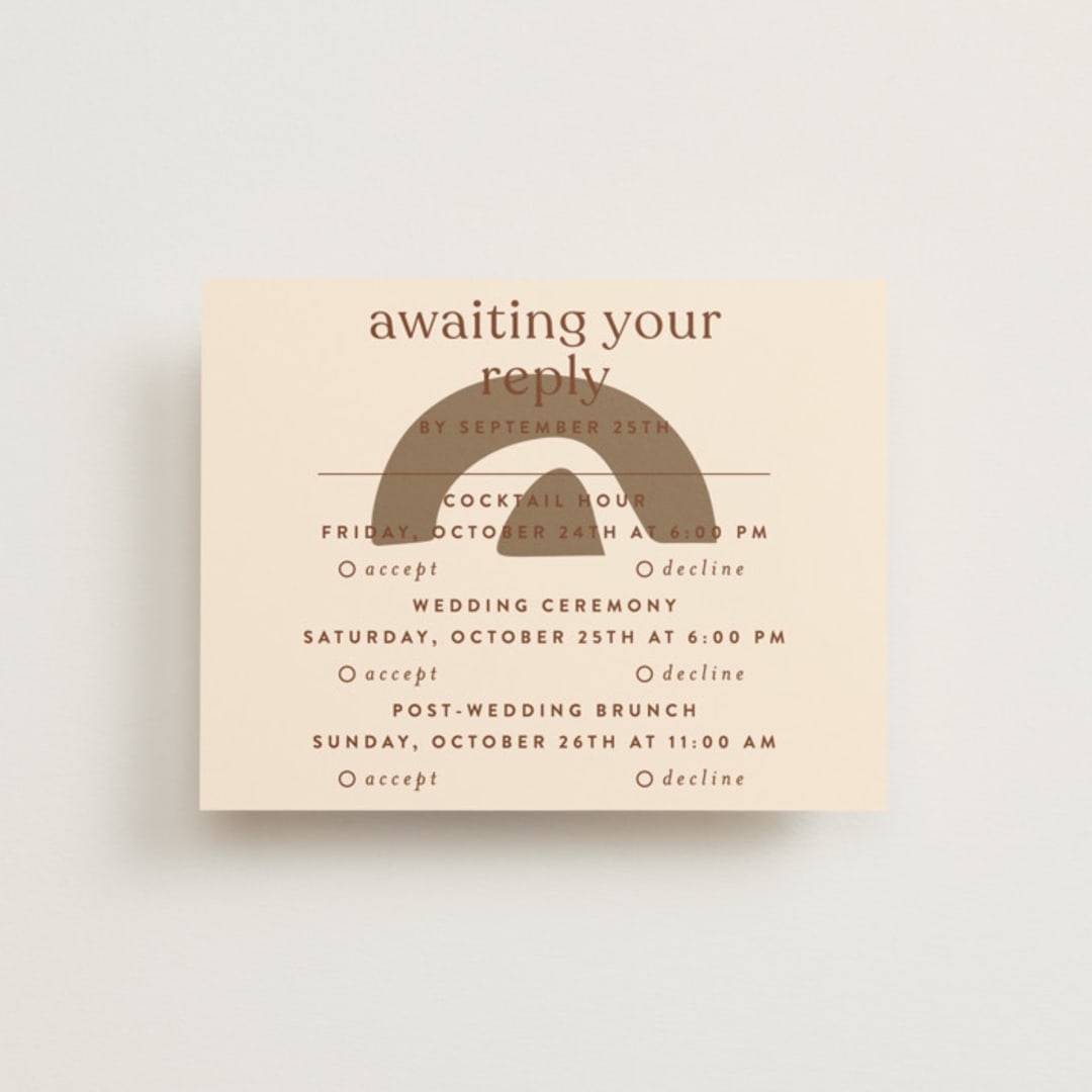 "Private Affair" - Multi-Event RSVP Cards in Cinnamon by Nazia Hyder - Front