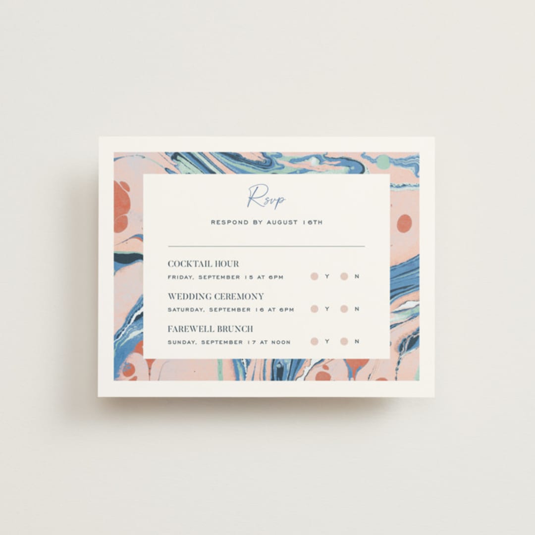 "Mod Marble" - Multi-Event RSVP Cards in Maraschino by A Real Peach Studio - Front