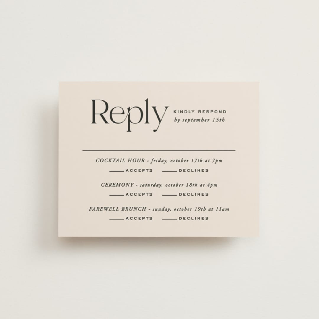 "Ivy" - Multi-Event RSVP Cards in Ecru by Carly Reed Walker - Front