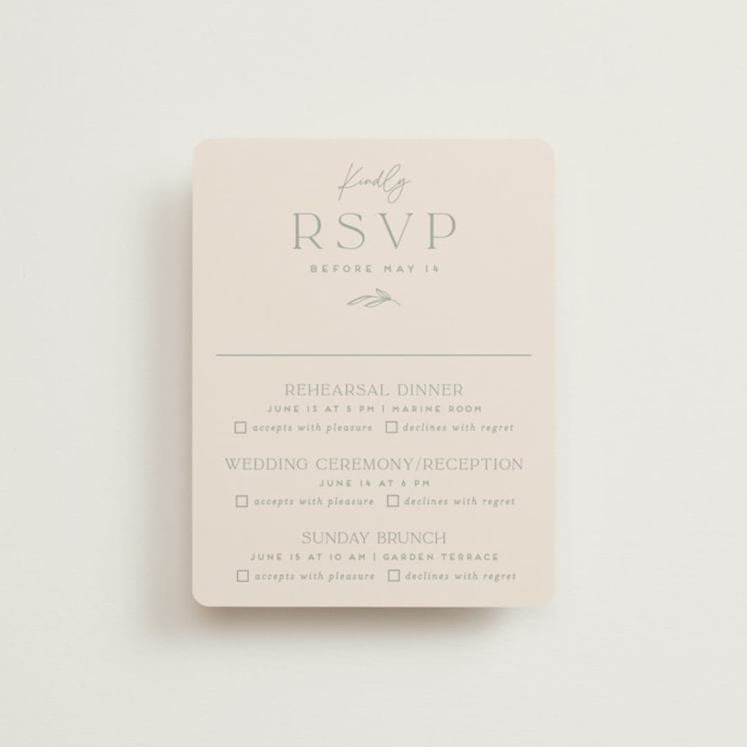 "Soft Arch" - Multi-Event RSVP Cards in Sage by Erica Krystek - Front
