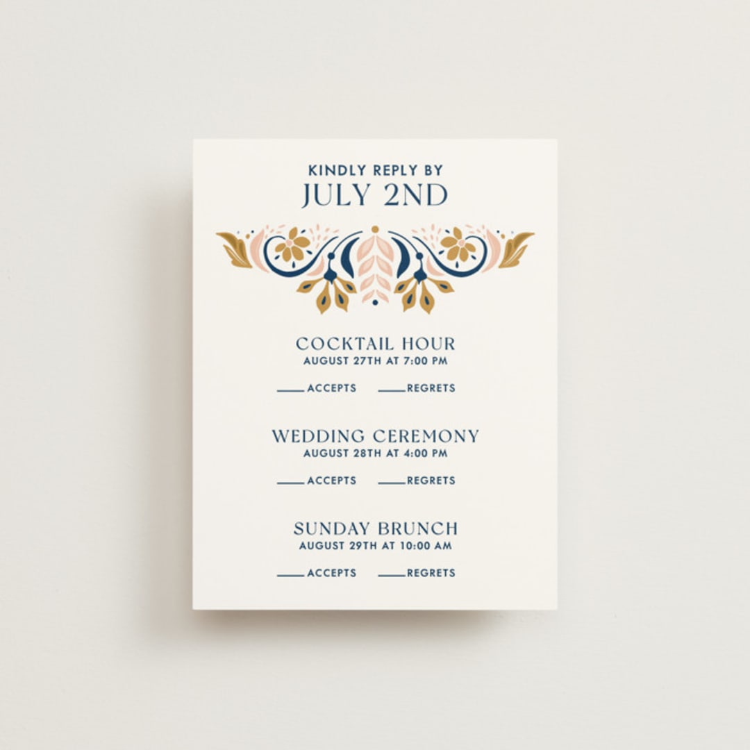 "modern folk" - Multi-Event RSVP Cards in Blush by GeekInk Design - Front