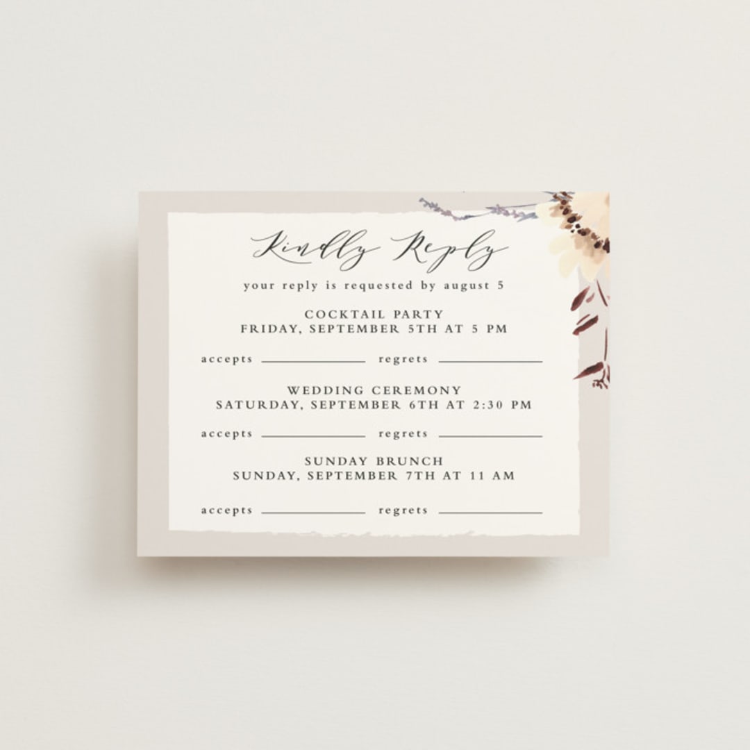 "Sonnet" - Multi-Event RSVP Cards in Almond by Petra Kern - Front