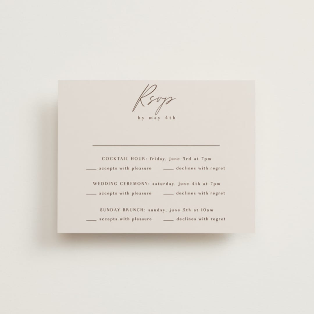 "Love Note" - Multi-Event RSVP Cards in Ecru by AK Graphics - Front