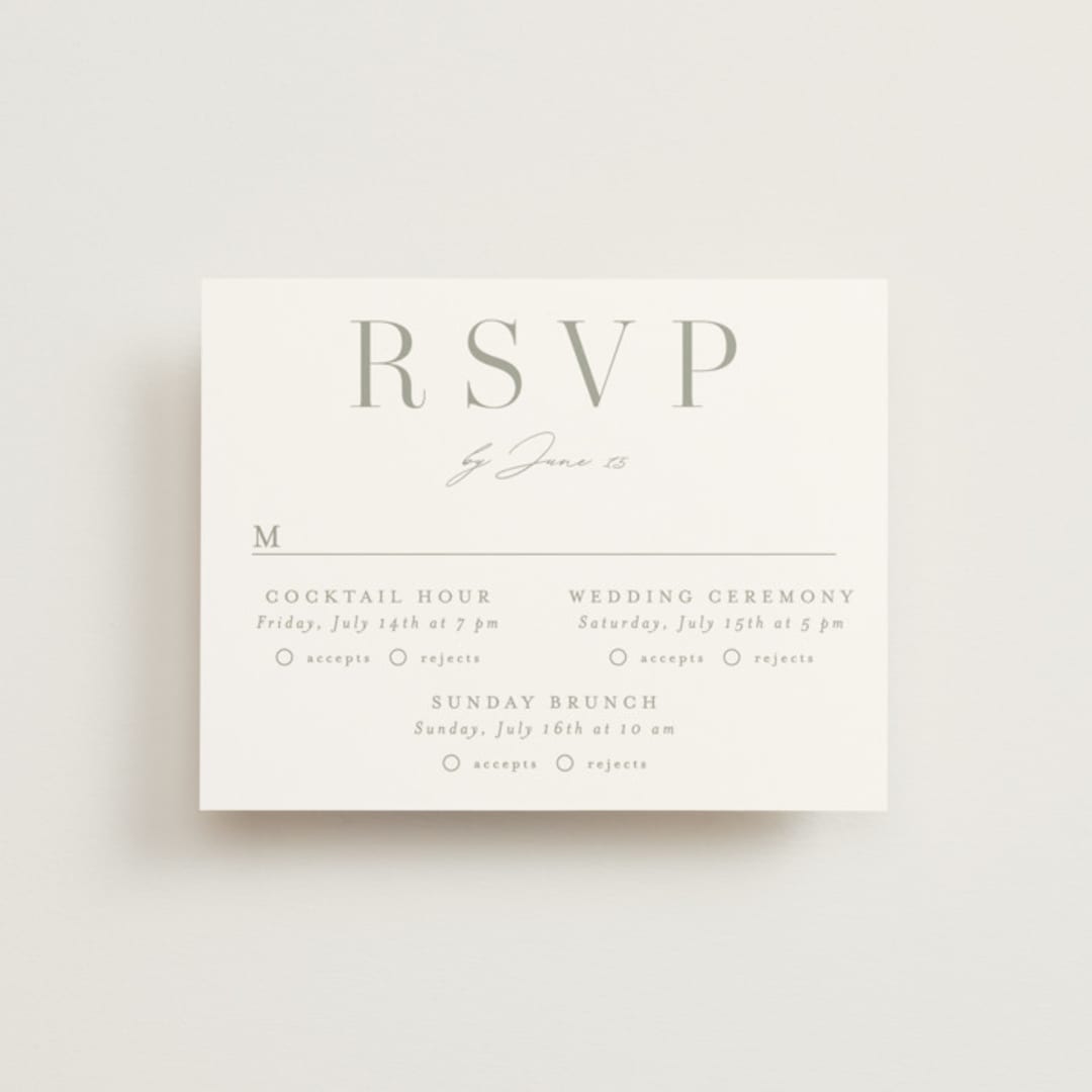 "Mystique" - Multi-Event RSVP Cards in Linen by Ashley Rosenbaum - Front