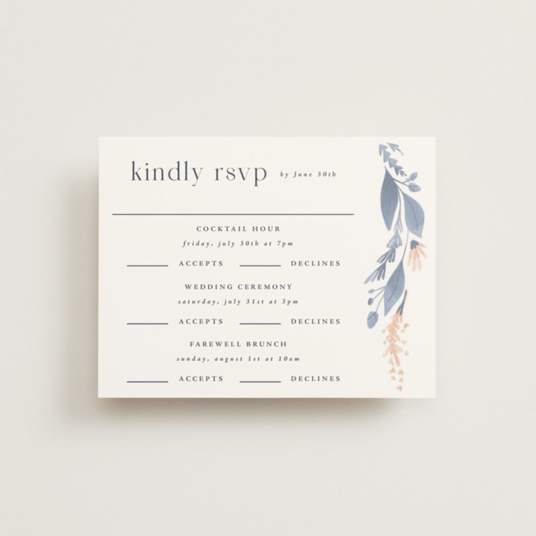 "Cascading Floral" - Multi-Event RSVP Cards in Lagoon by Corinne Malesic - Front