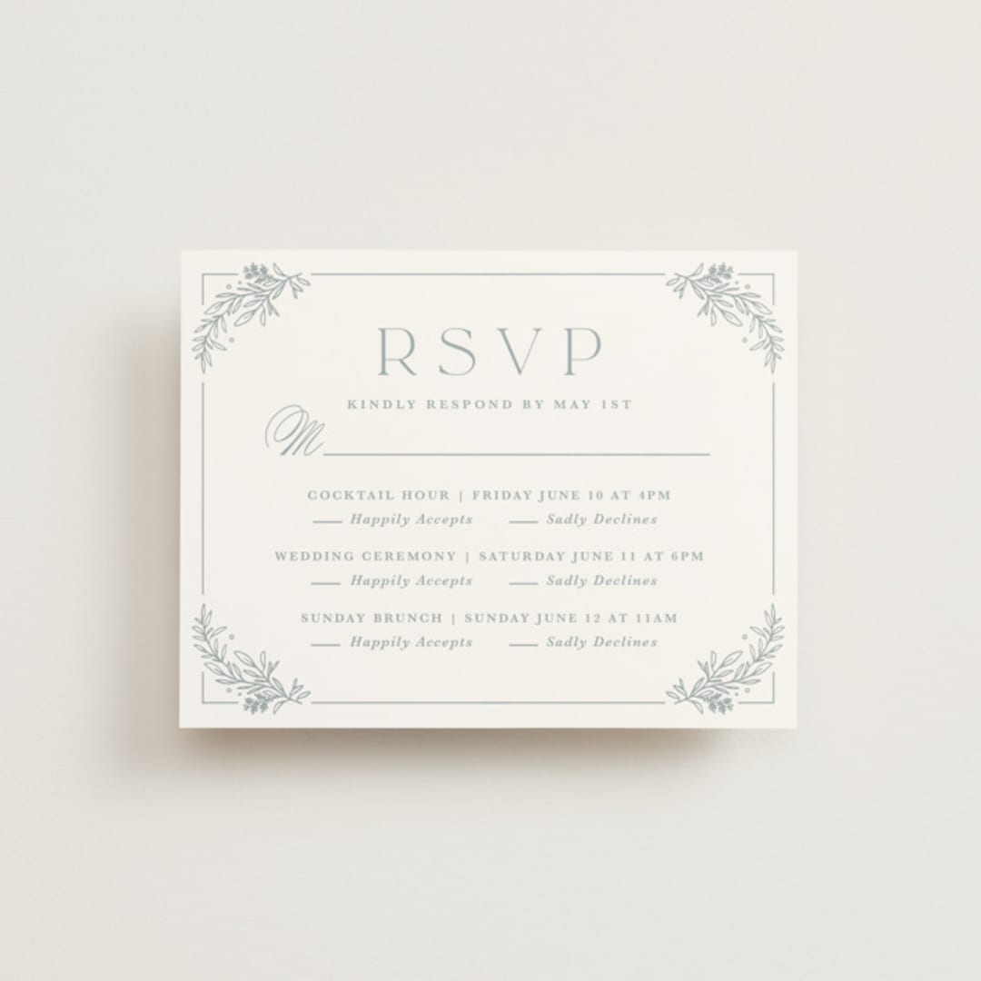 "Modern Crest" - Multi-Event RSVP Cards in Sea by Kristen Smith - Front