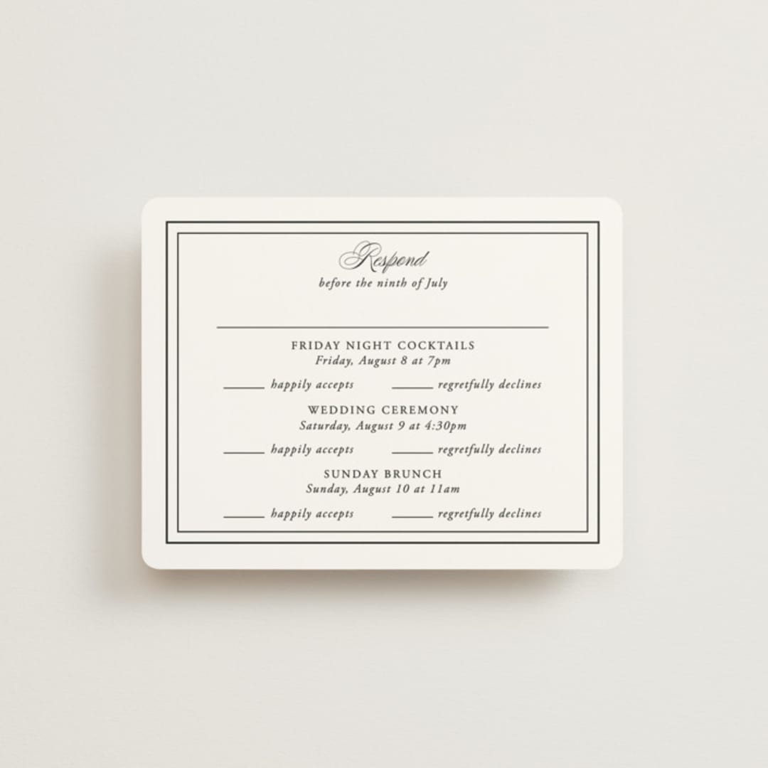 "Story Line" - Multi-Event RSVP Cards in Snow by Kimberly FitzSimons - Front