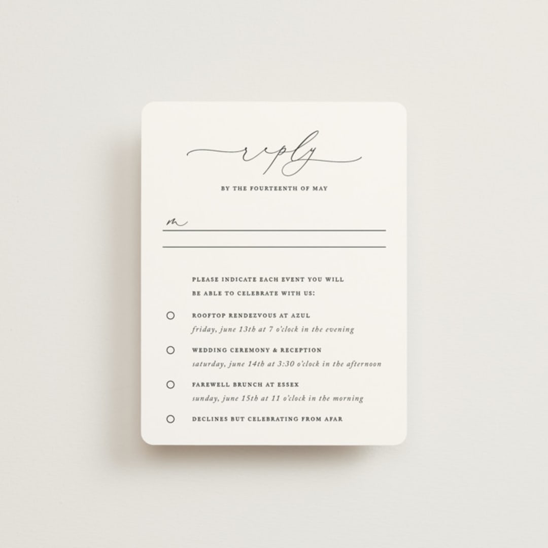 "Breathe" - Multi-Event RSVP Cards in Linen by Jennifer Postorino - Front