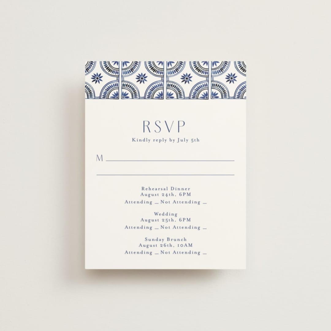 "watercolor tile" - Multi-Event RSVP Cards in Cobalt by Katharine Watson - Front