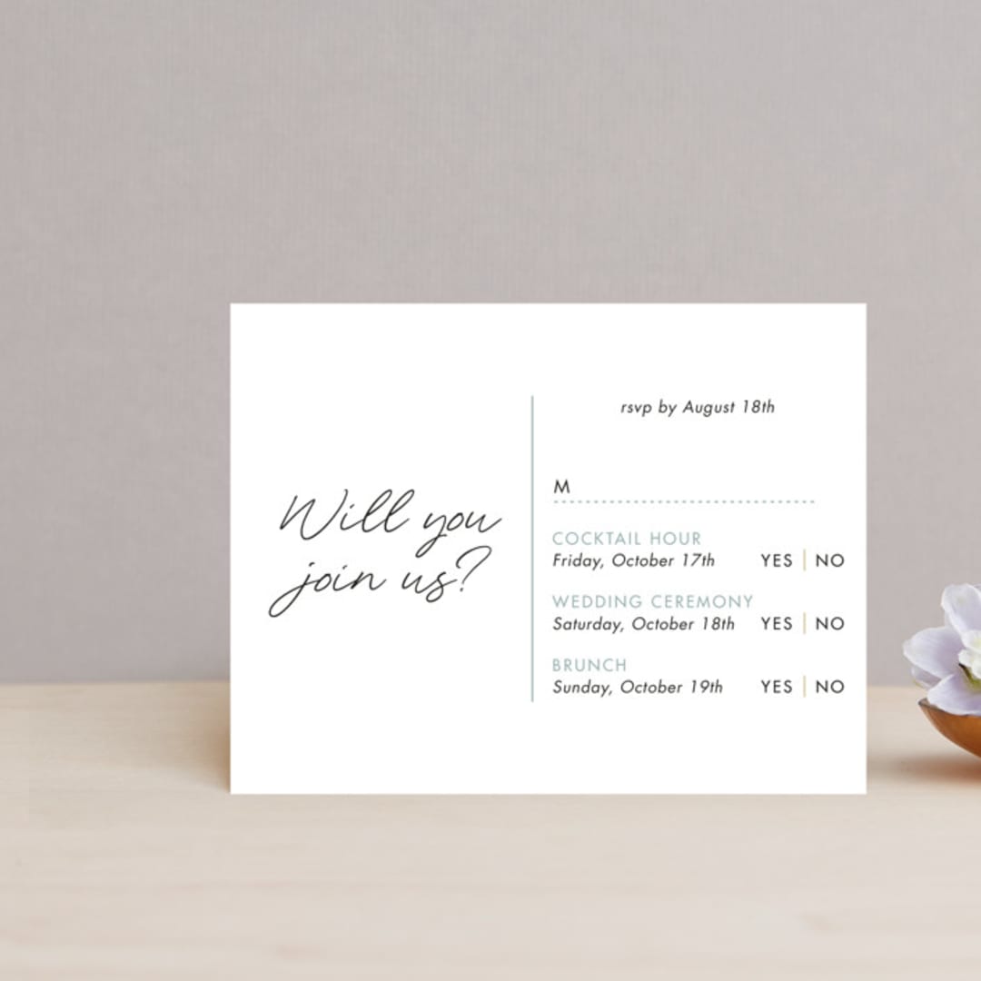 "Postale" - Multi-Event RSVP Cards in Ebony by Ann Gardner - Front