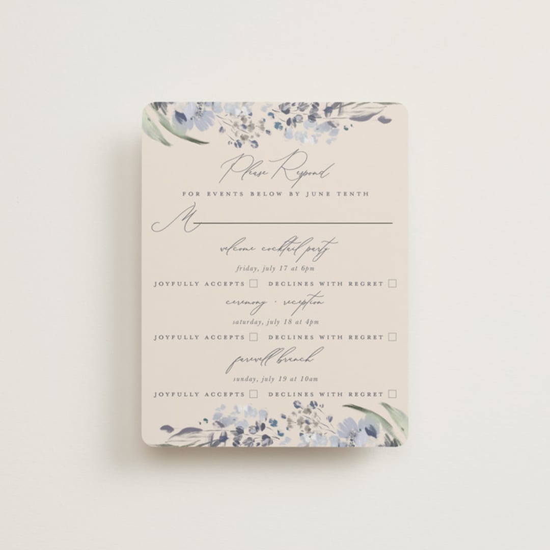 "Wildflower Wreath" - Multi-Event RSVP Cards in Sky by Grace Kreinbrink - Front