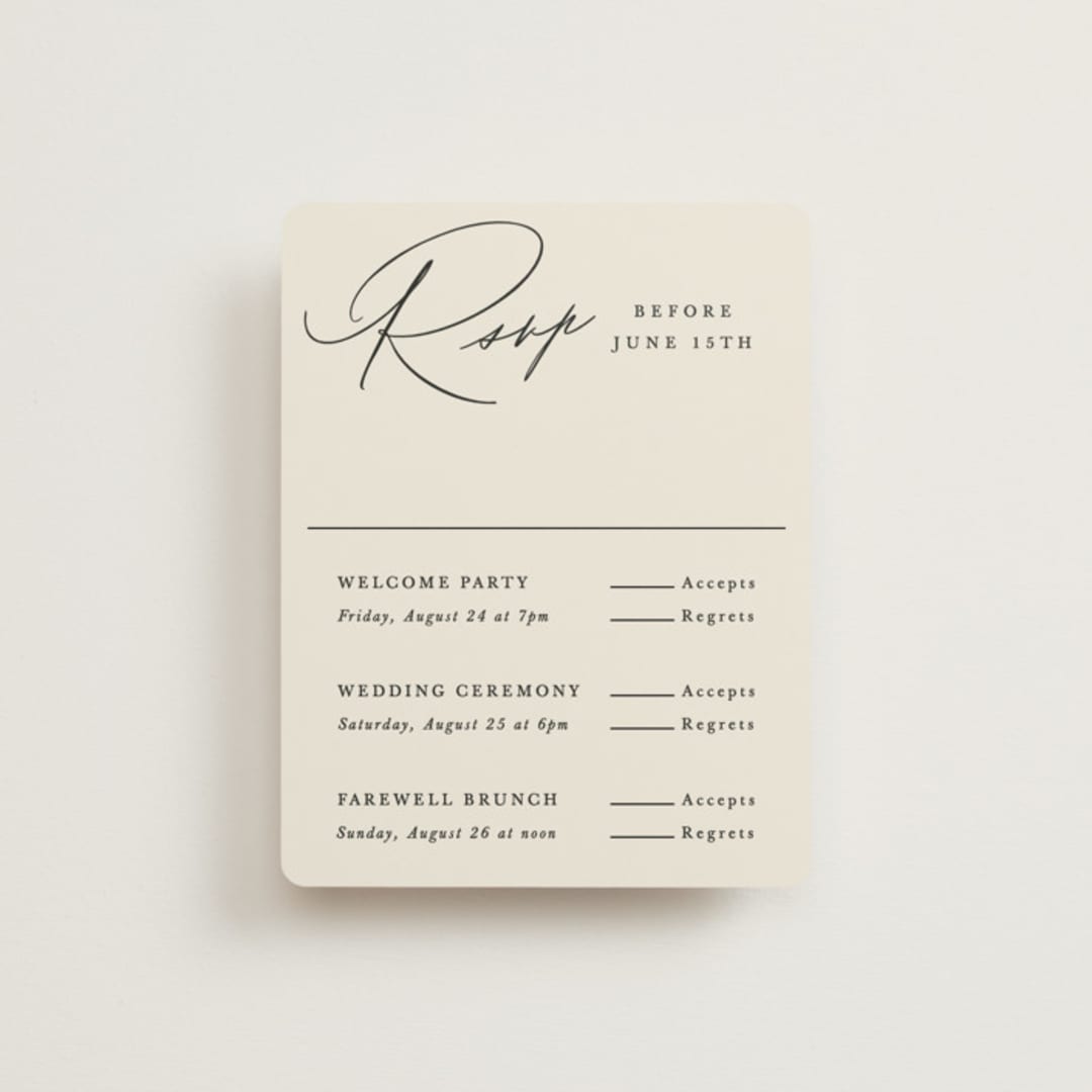 "Scripted Names" - Multi-Event RSVP Cards in Ecru by Hooray Creative - Front