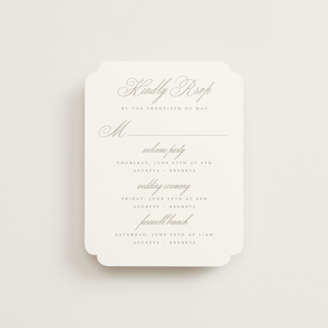 "Romantic Wreath" - Multi-Event RSVP Cards in Chantilly by Wildfield Paper Co - Front