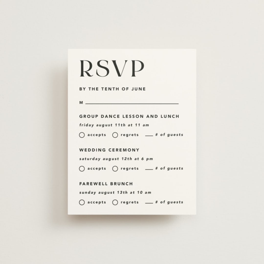 "dance moves" - Multi-Event RSVP Cards in Tuxedo by Angela Garrick - Front