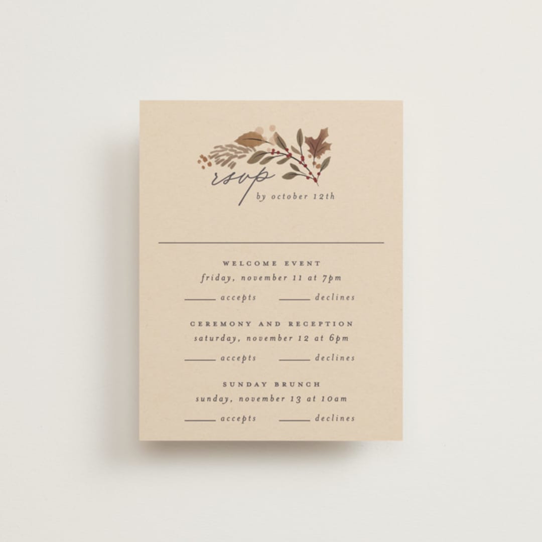"Autumn Stroll" - Multi-Event RSVP Cards in Moody by Erin German - Front