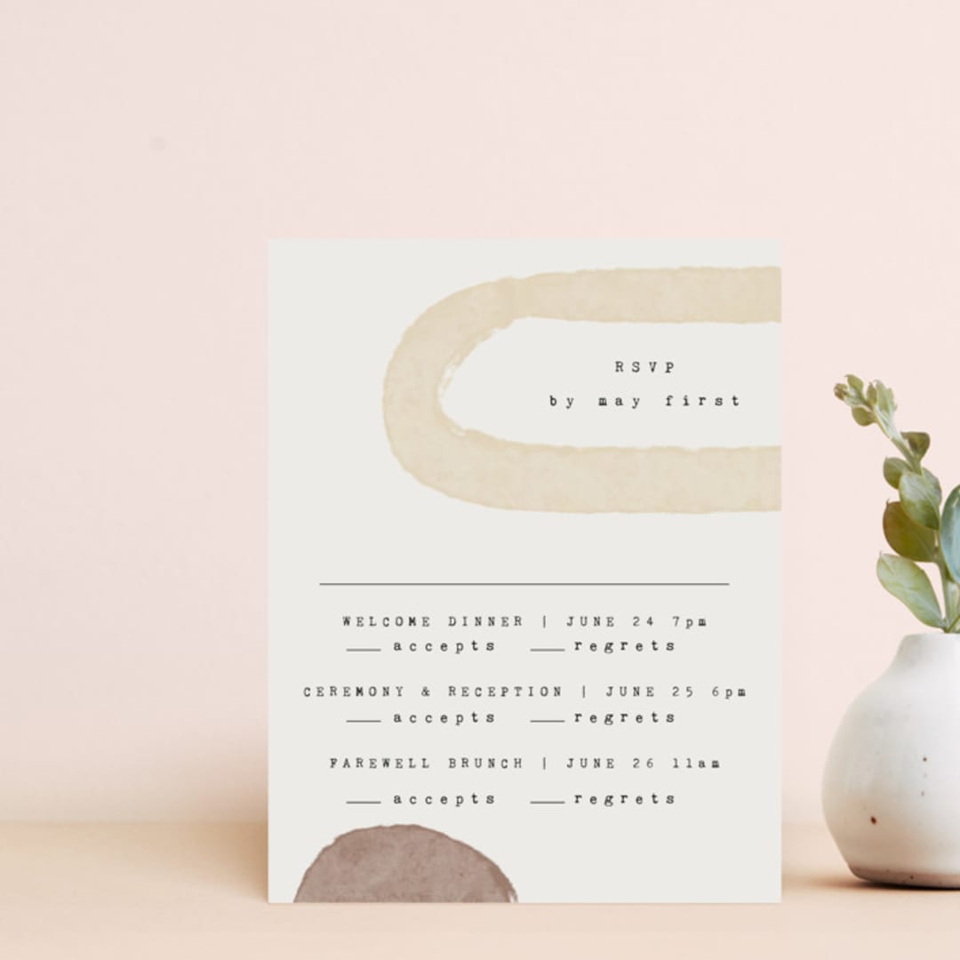 "Minimalist Shapes" - Multi-Event RSVP Cards in Natural by Heather Cairl - Front