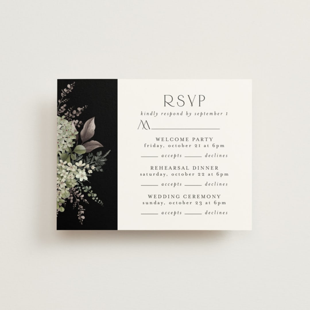 "A Wedding in the Garden" - Multi-Event RSVP Cards in Charcoal by Chris Griffith - Front