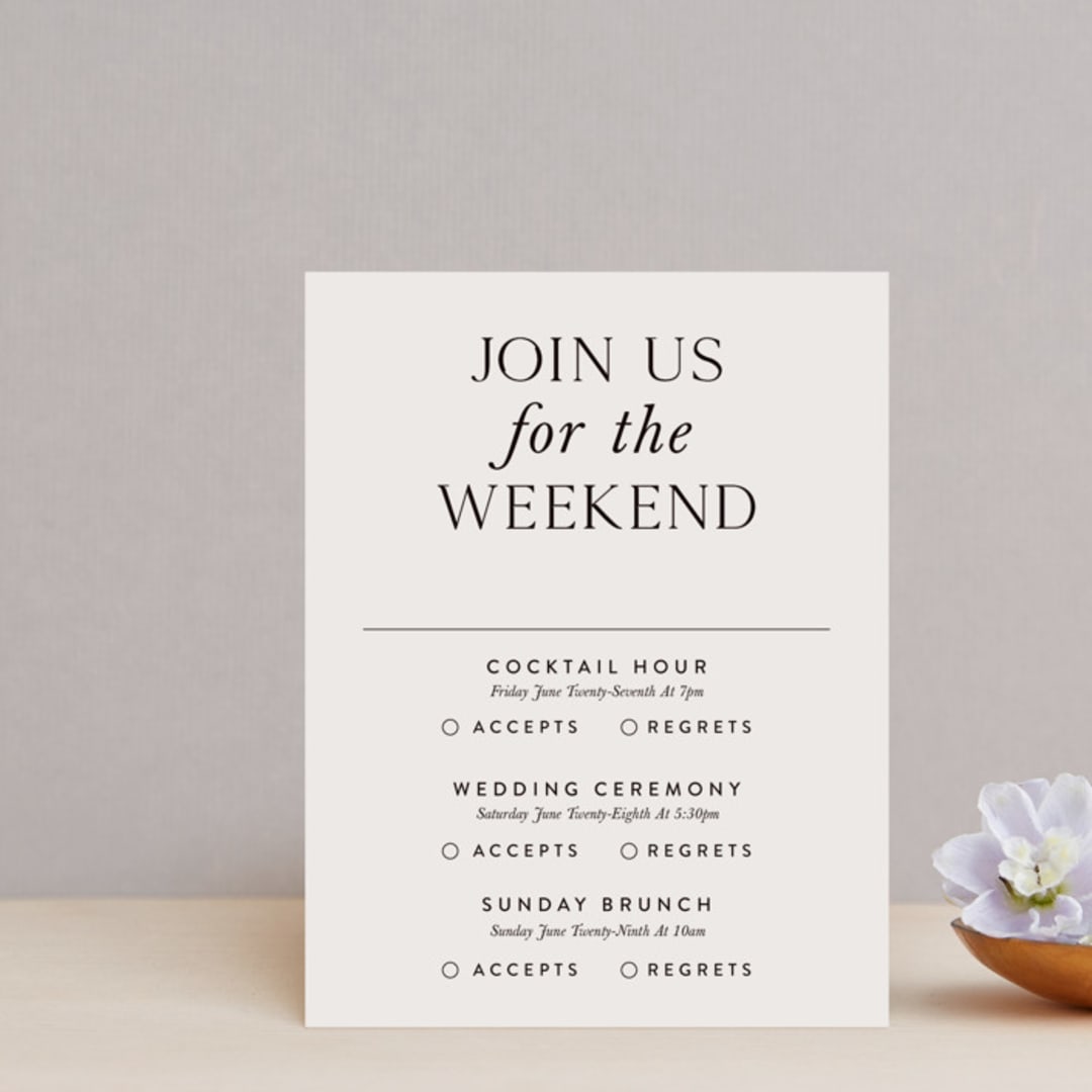 "Apropos" - Multi-Event RSVP Cards in Au Lait by Design Lotus - Front