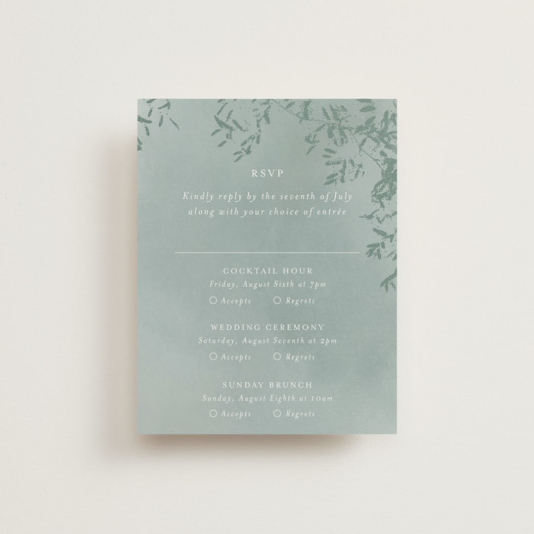 "Cascading Vine" - Multi-Event RSVP Cards in Mist by Design Lotus - Front
