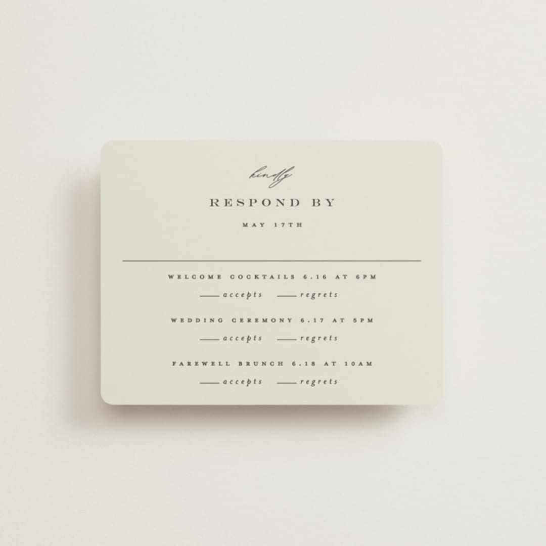 "Softly Swept" - Multi-Event RSVP Cards in Ivory by Carolyn Nicks - Front