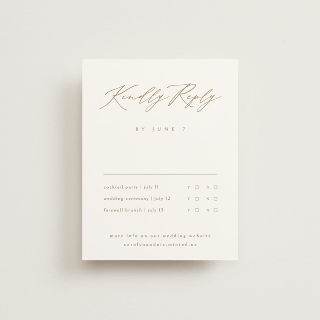 "Napa" - Multi-Event RSVP Cards in Golden by Kelly Schmidt - Front