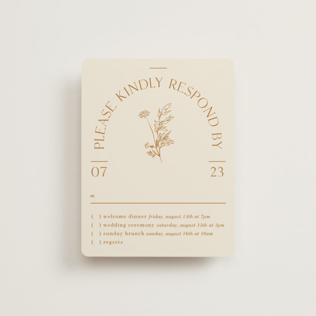 "Floral Type Arch" - Multi-Event RSVP Cards in Cream by Baumbirdy - Front