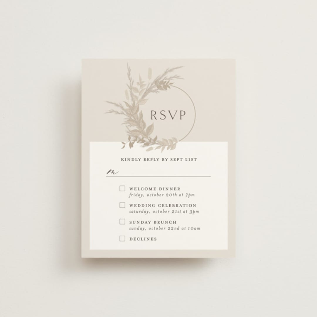 "Preserved Fall Botanicals" - Multi-Event RSVP Cards in Linen by Erin Deegan - Front